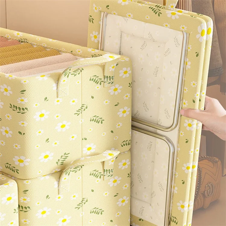 JJTZ 50 x 35 x 32 cm Patrón de Margarita Plegado de Almacenamiento de Ropa Plegable Organizador de Contenedor de Contenedor - Amarillo