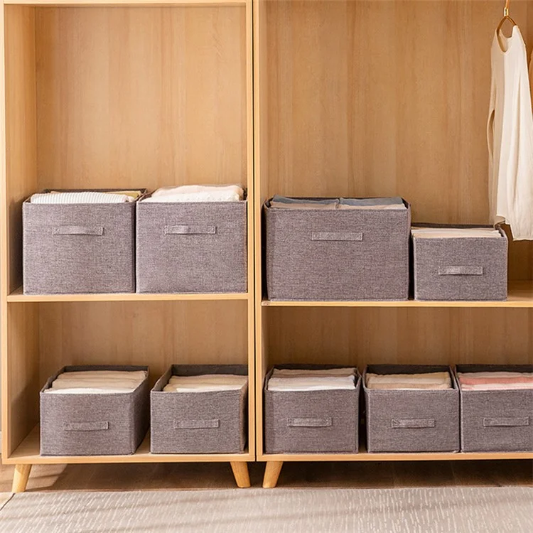 Caja de Almacenamiento de Cajones de Ropa de Vestuario Del Organizador de Poliéster de 18L Con Correas de Manija - Gris