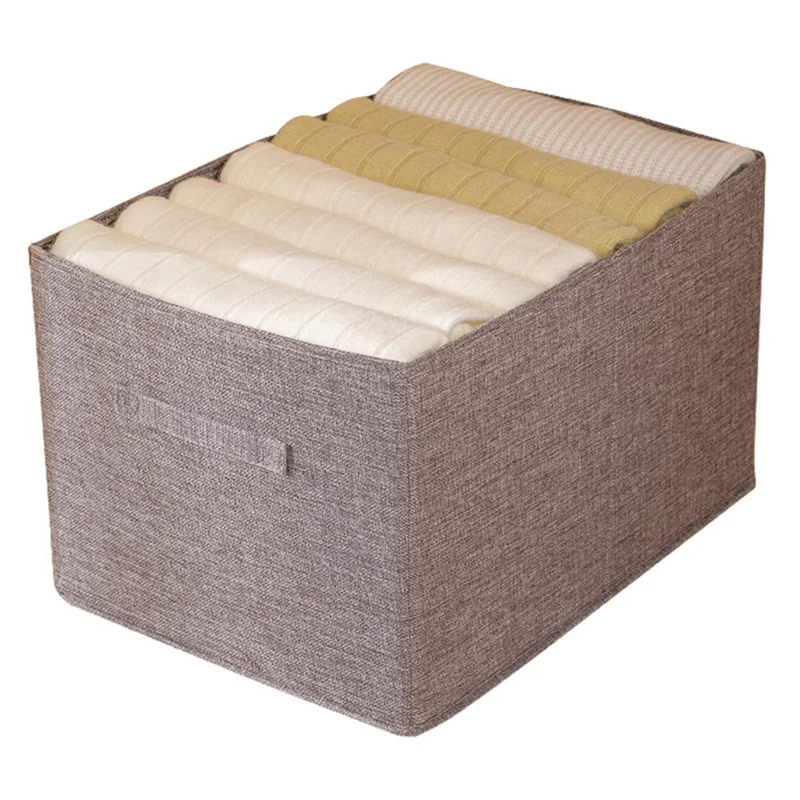58L Wardrobe Closet Organizer Imitation Linen Washable Storage Box - Grey
