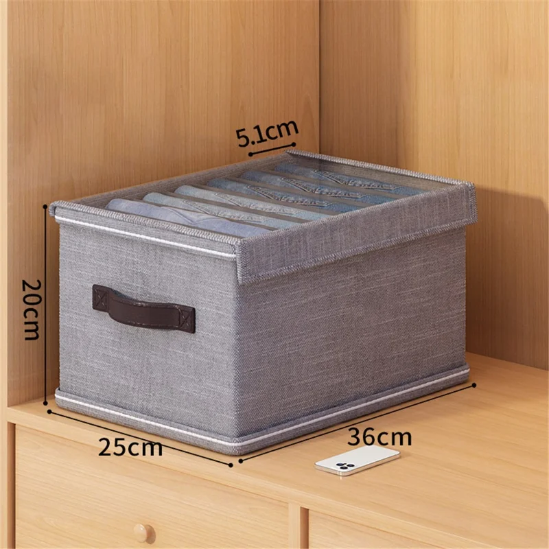 7 Grids Wardrobe Storage Box Foldable Clothes Organizer with Lid Clear Window - Grey