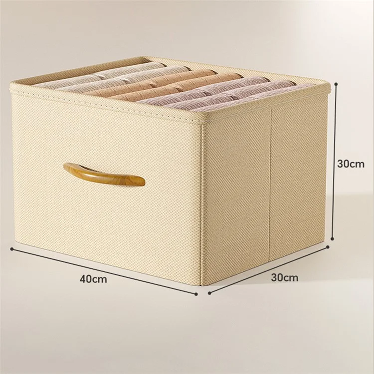 Size XL Closet Storage Box Drawer Divider Organizer with Handle for Pants Sweater - Beige