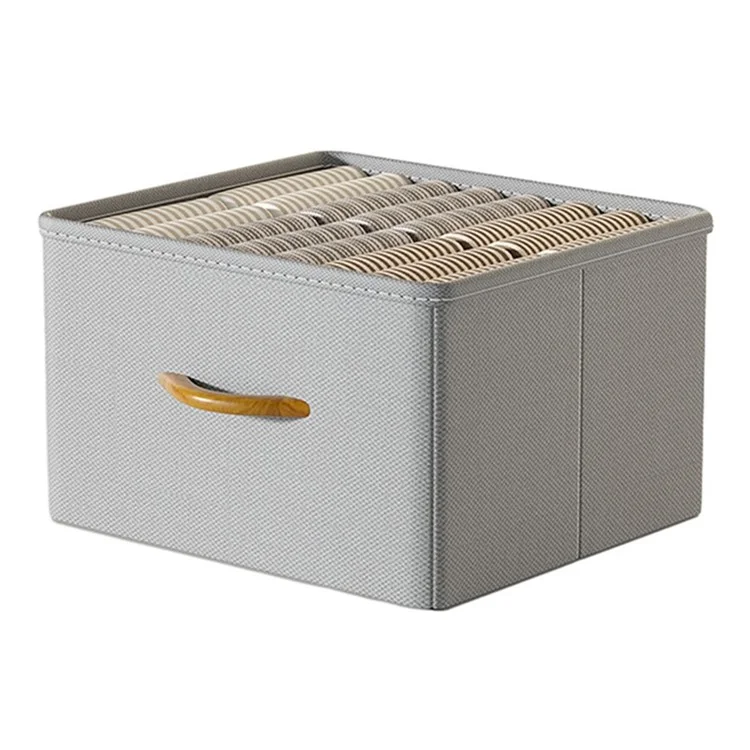 Caja Organizadora de Cajón con Asa para Armario Ropero Ropa - Gris, Talla M