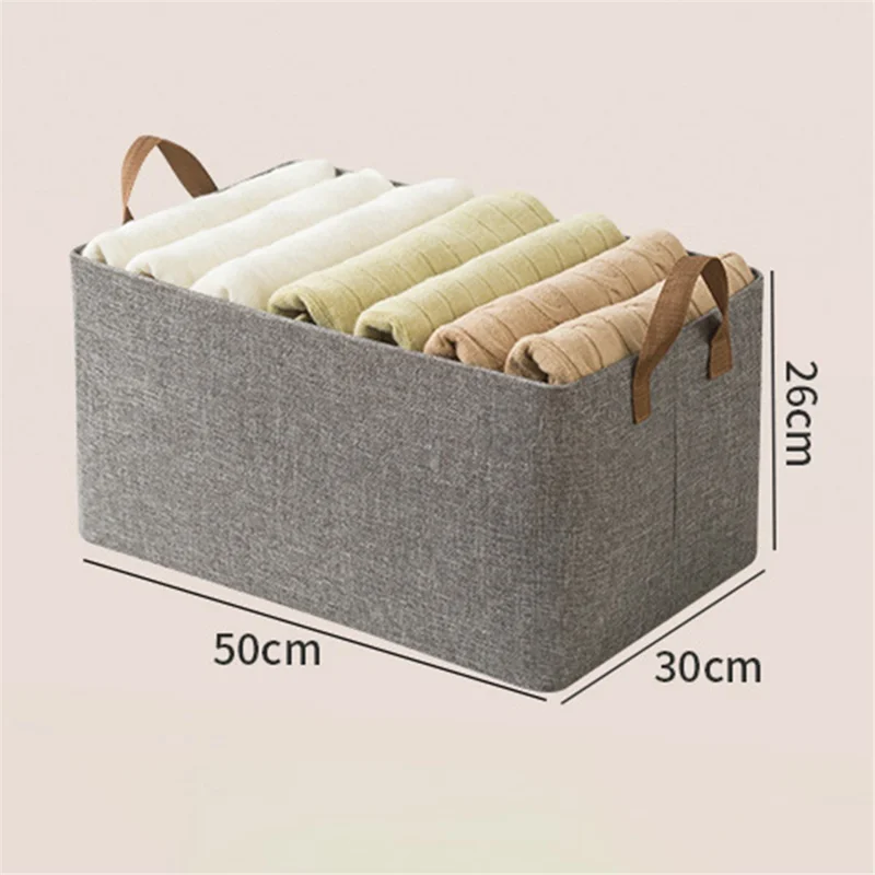39L Wardrobe Storage Box Metal Frame Imitation Linen Foldable Closet Organizer - Grey