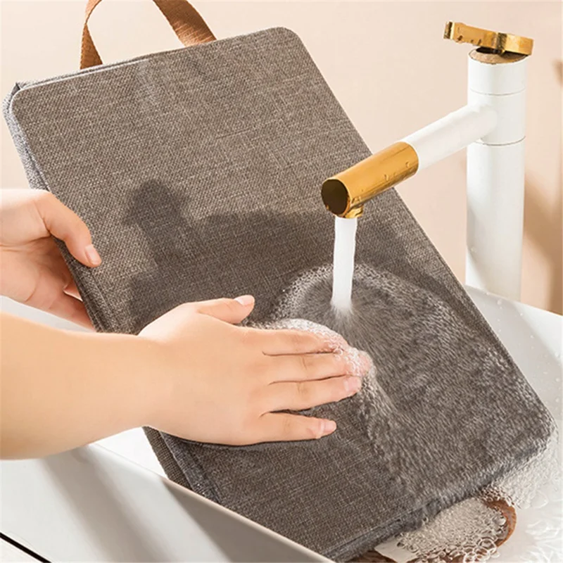 12L Foldable Storage Box Metal Frame Imitation Linen Organizer for Wardrobe Closet - Beige