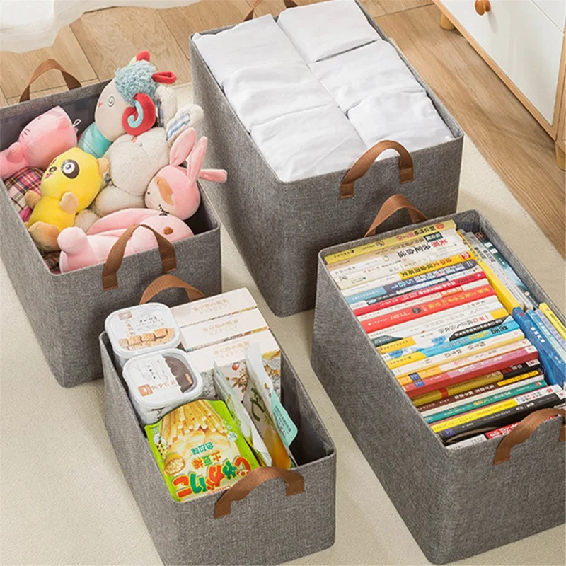 12L Foldable Storage Box Metal Frame Imitation Linen Organizer for Wardrobe Closet - Beige