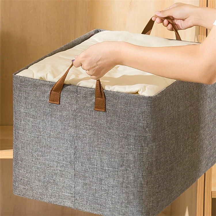 Foldable 23L Metal+Cloth Storage Box Organizer Bag for Clothes, Blankets - Grey