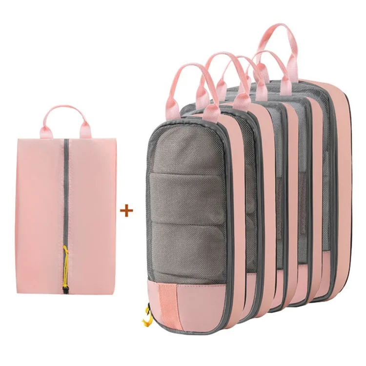 LXSN-000680 6pcs Bolsas de Embalaje de Compresión Bolsas de Almacenamiento de Tela Oxford - Rosa