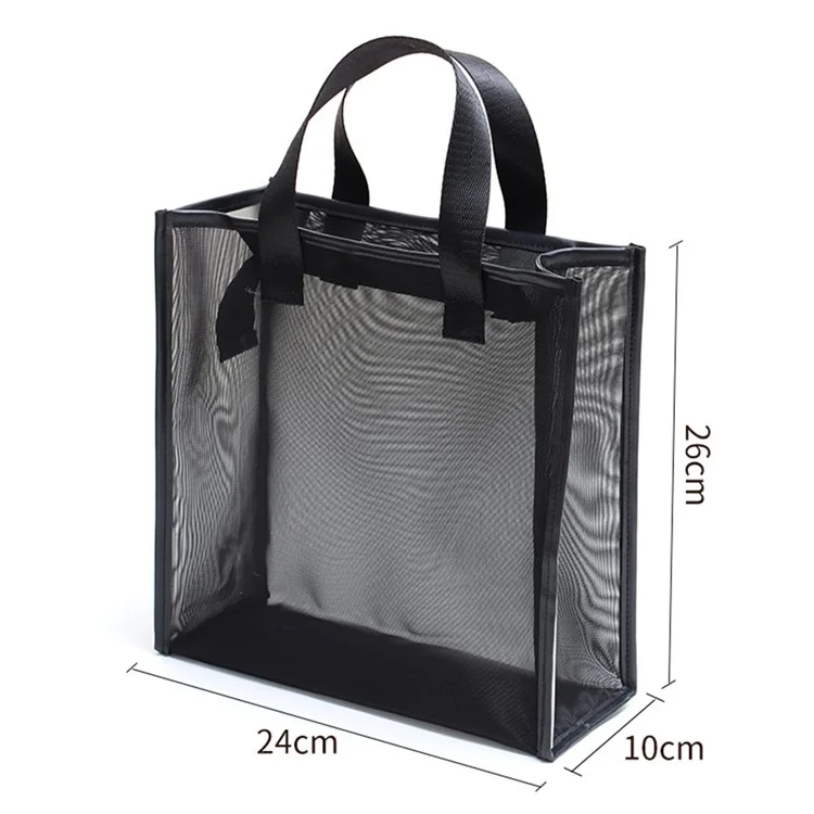048+050+052 3Pcs Portable See-through Nylon Mesh Travel Makeup Bag Set
