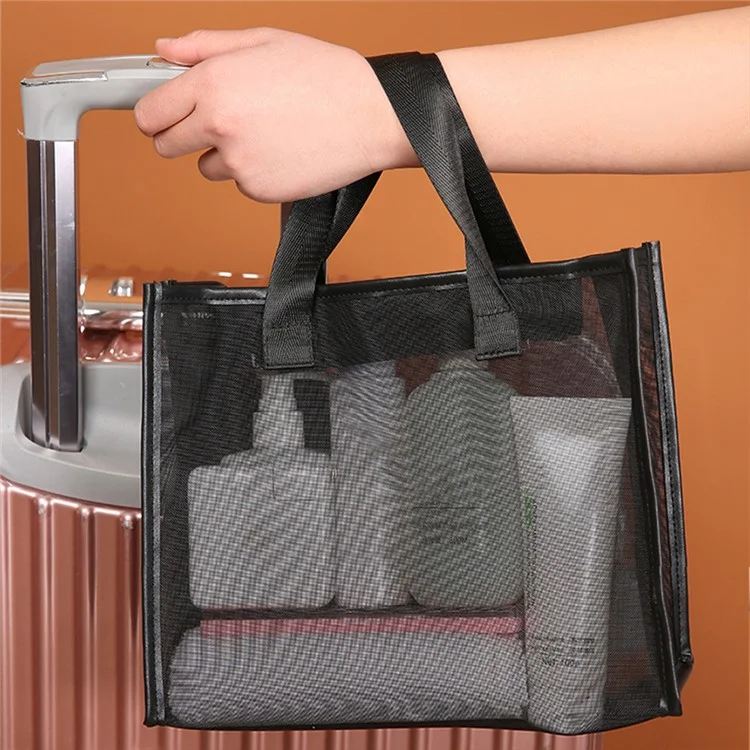 048+050+052 3Pcs Portable See-through Nylon Mesh Travel Makeup Bag Set