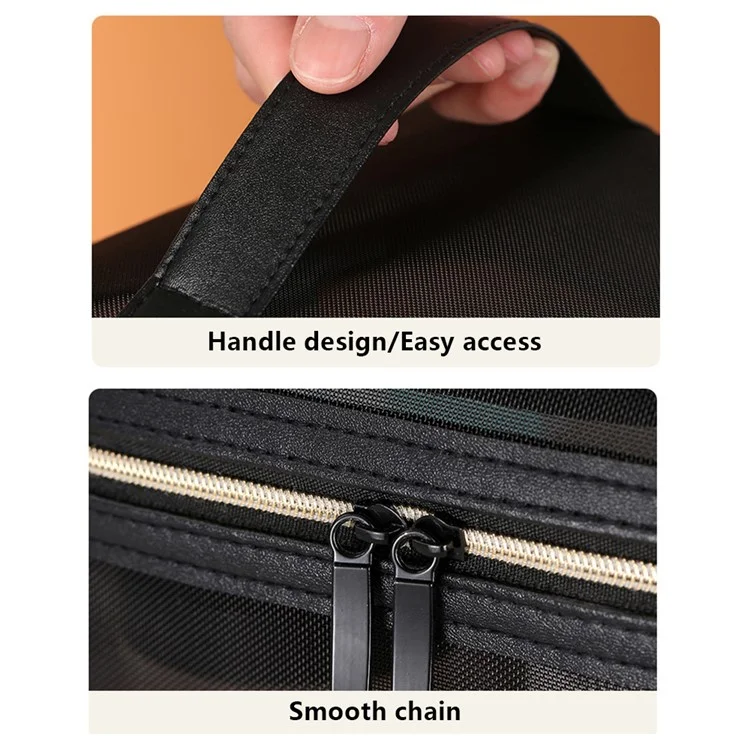 048+050+052 3Pcs Portable See-through Nylon Mesh Travel Makeup Bag Set