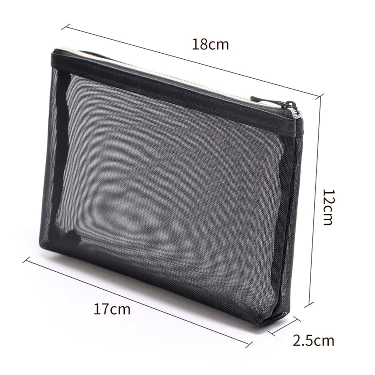 048+050+052 3Pcs Portable See-through Nylon Mesh Travel Makeup Bag Set