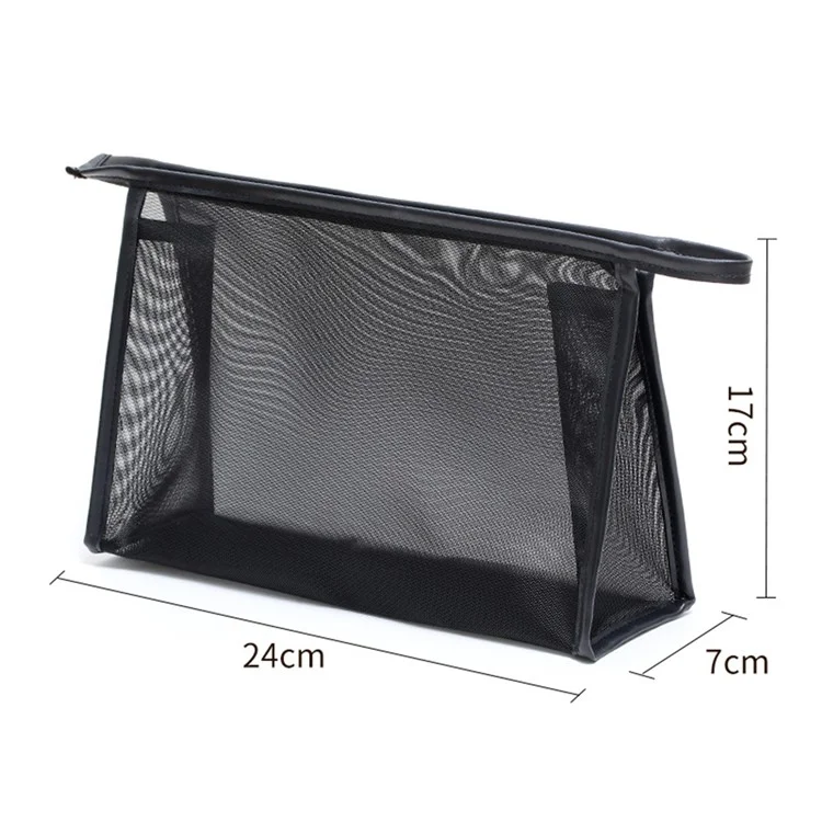 048+050+052 3Pcs Portable See-through Nylon Mesh Travel Makeup Bag Set