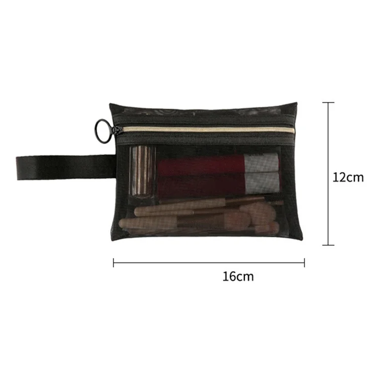 ZP044 / ZP045 / ZP046 3Pcs Nylon Mesh Travel Flat Makeup Bag Set with Carrying Handle