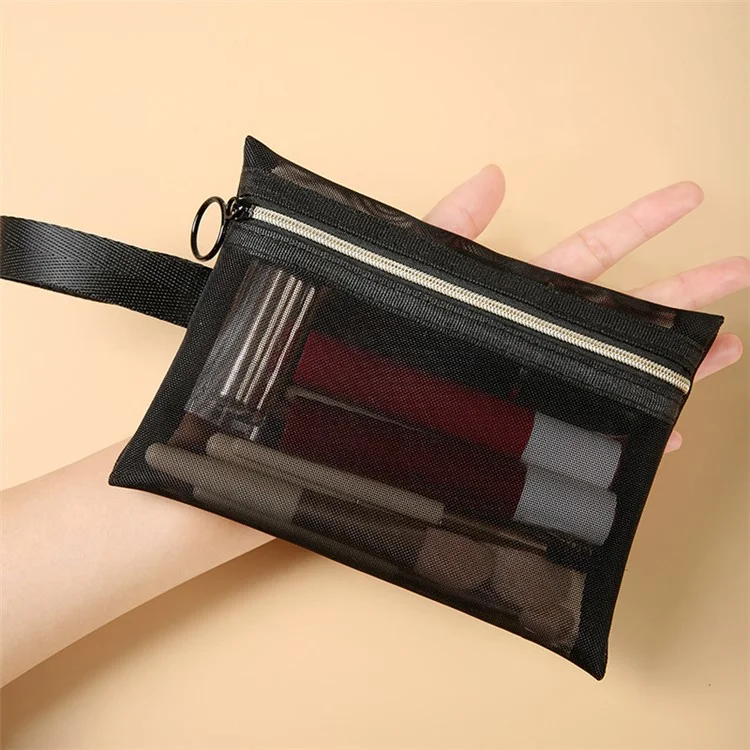 ZP044 / ZP045 / ZP046 3Pcs Nylon Mesh Travel Flat Makeup Bag Set with Carrying Handle