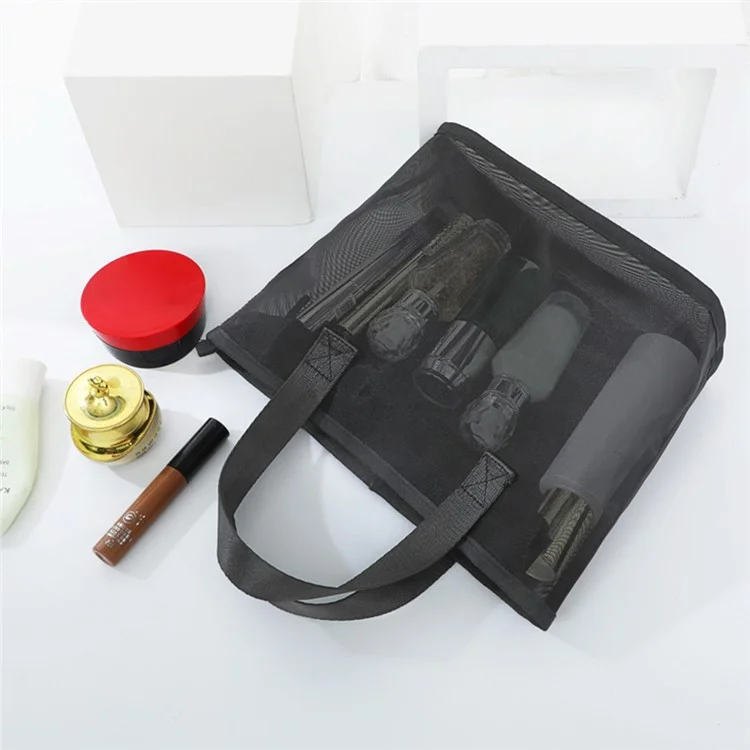 029+030+031 3Pcs / Set Beach Tote Nylon Mesh Toiletry Bag Travel Makeup Bag, without Letter