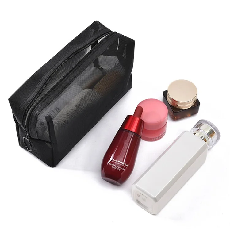 ZP01 / ZP02 / ZP03 3Pcs See-through Nylon Mesh Travel Cosmetic Storage Bag Makeup Pouch