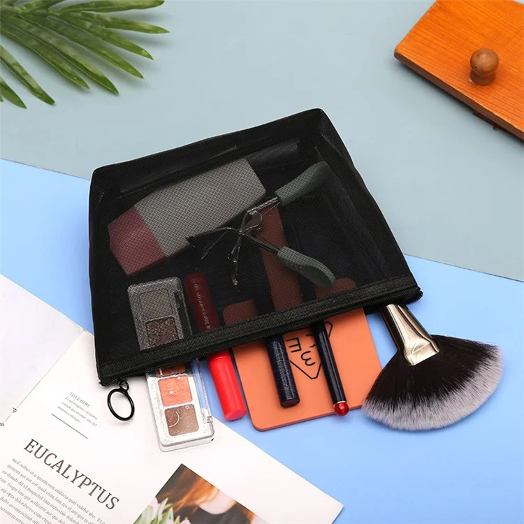 ZP01 / ZP02 / ZP03 3Pcs See-through Nylon Mesh Travel Cosmetic Storage Bag Makeup Pouch