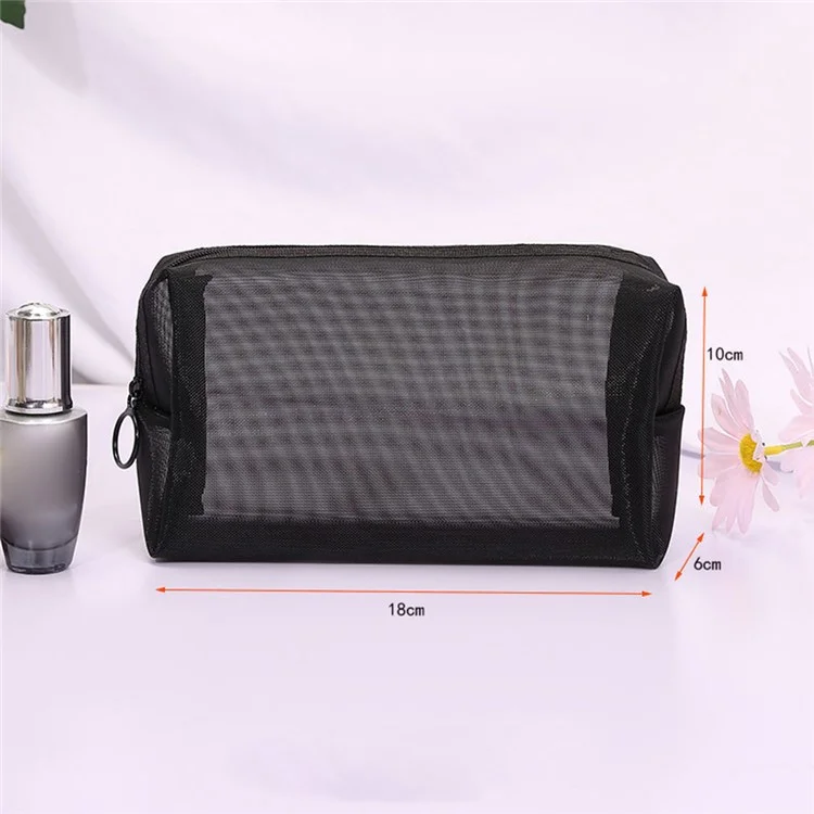 ZP01 / ZP02 / ZP03 3Pcs See-through Nylon Mesh Travel Cosmetic Storage Bag Makeup Pouch