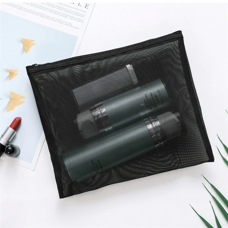 ZP06 / ZP07 / ZP08 3Pcs / Set Flat Cosmetic Pouch Travel Nylon Mesh Makeup Bag