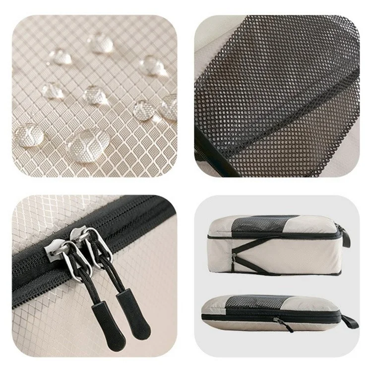 LG6S074 Conjunto de 6 Peças de Bolsas de Armazenamento de Roupas Expansíveis para Viagem - Bege