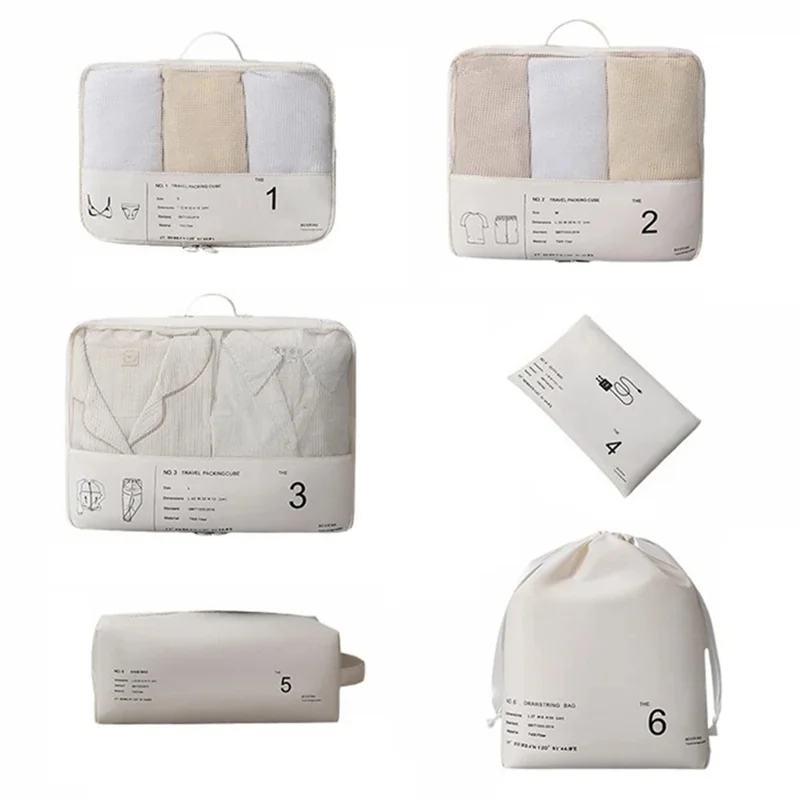 0530 Zipper Clothes Mesh Bag Portable Luggage Organizer Set, 6-Piece