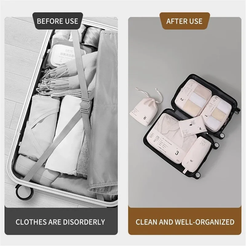 0530 Zipper Clothes Mesh Bag Portable Luggage Organizer Set, 6-Piece