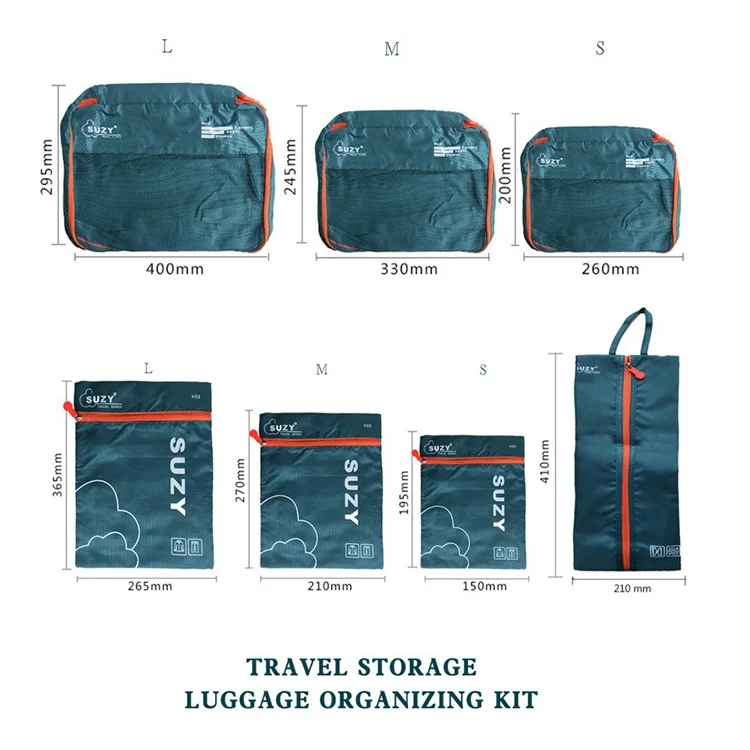 Borsa organizer da viaggio SUZY CG452 Set da 7 pezzi - Verde militare