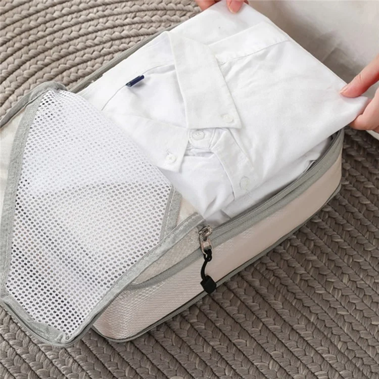 6Pcs Sac de Rangement Mesh de Voyage Sac de Compression Bagage Jeu d'Emballage - Noir