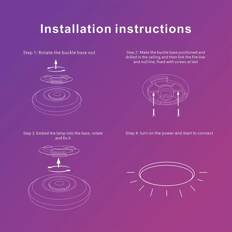 LED Ceiling Light Adjustable 48W EU Plug Smart Night Light Lamp for Living Bed Dining Room House - EU Plug