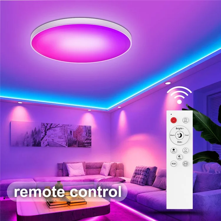 LED Ceiling Light Adjustable 48W US Plug Smart Night Light Lamp for Living Bed Dining Room House - US Plug