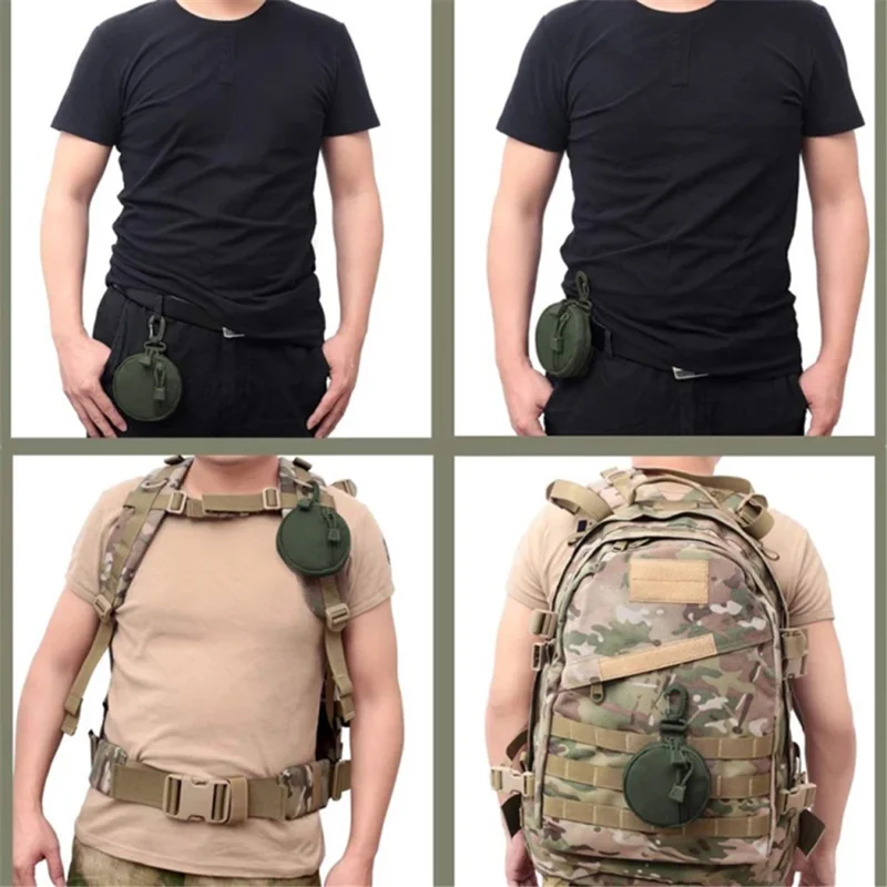 600D Oxford Cloth Zipper Wallet Waist Bag Portable Mini Coin Pouch with Keychain - Khaki