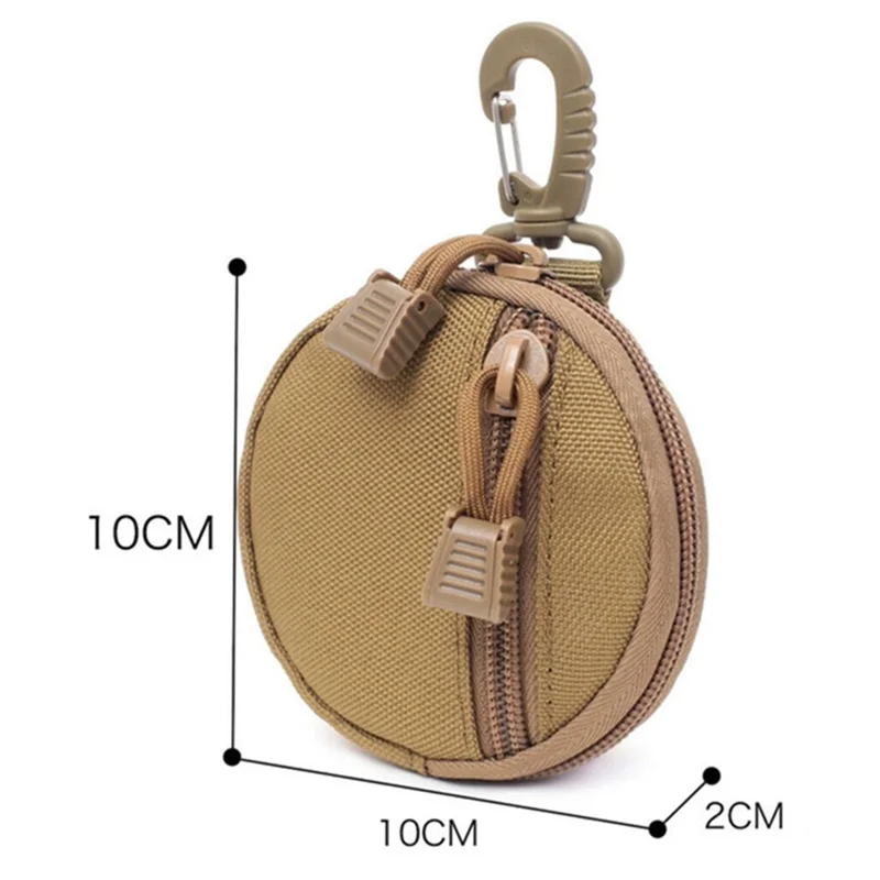 600D Oxford Cloth Zipper Wallet Waist Bag Portable Mini Coin Pouch with Keychain - Khaki