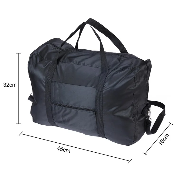 Faltbare wasserdichte 600D Oxford Stoff Reisetasche Große Handtasche Umhängetasche - Schwarz