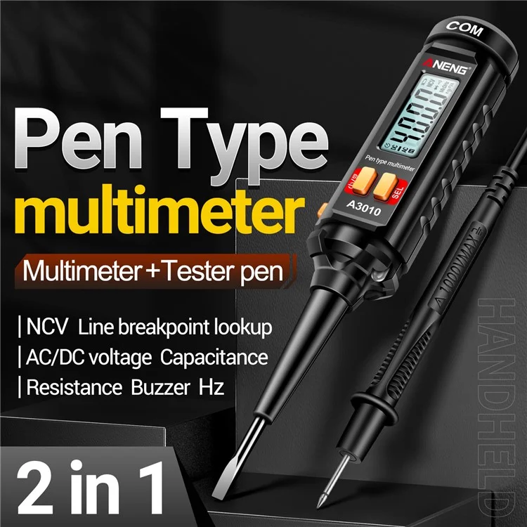 Aneng A3010 2-en-1 Numérique Multimètre Numérique Test de Câble de Stylo de Câchage de Câchage DC / Compteur de Capacité de Tension AC