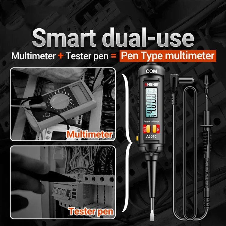 Aneng A3010 2-in-1 Digitaler Multimeter-teststift-kabel-bruchpunkt Tester DC / Wechselspannungskapazitätsmesser