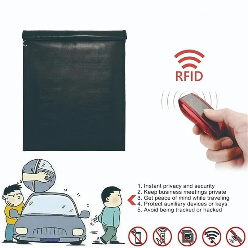 F068 3Pcs / Set Fireproof File Bag Organizer RFID Blocking Fiberglass Document Bag