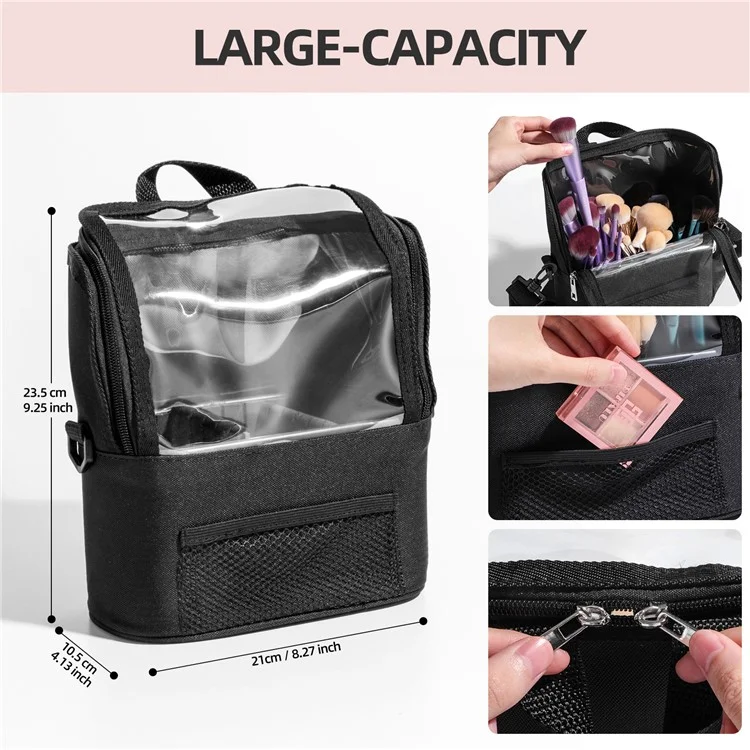29-1 Travel Toiletry Organizer Bag Clear Crossbody Bag Handbag with Detachable Dividers
