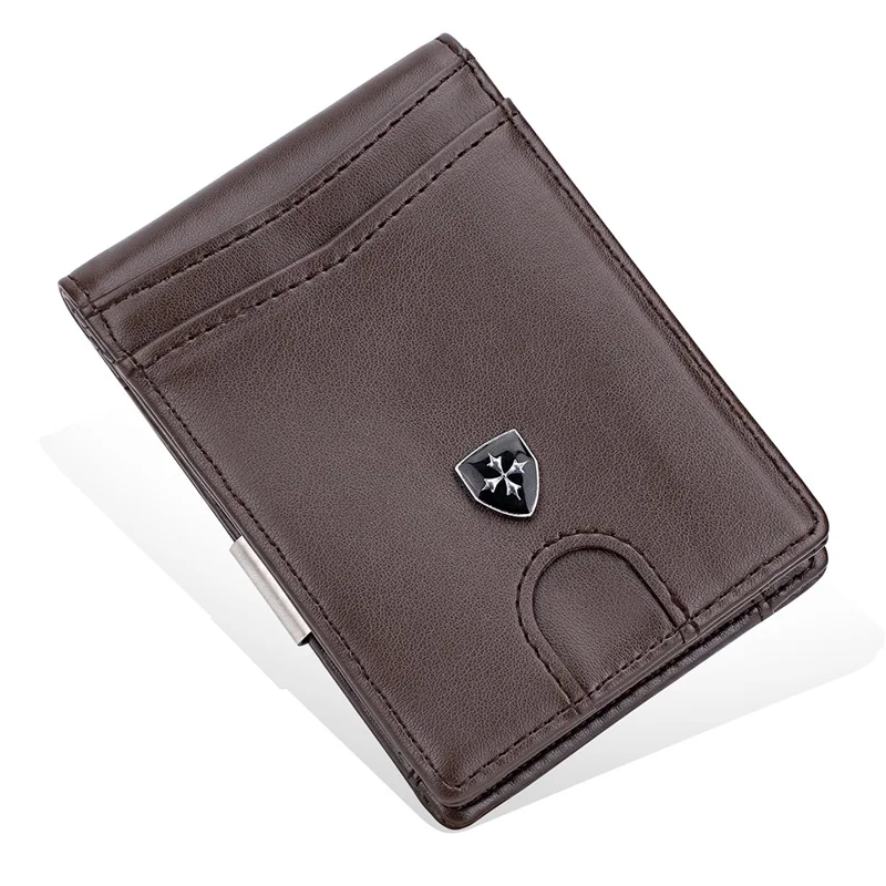 BAELLERRY K9313-K9314 Leather RFID Blocking Card Bag Card Storage Case Coin Purse - Coffee