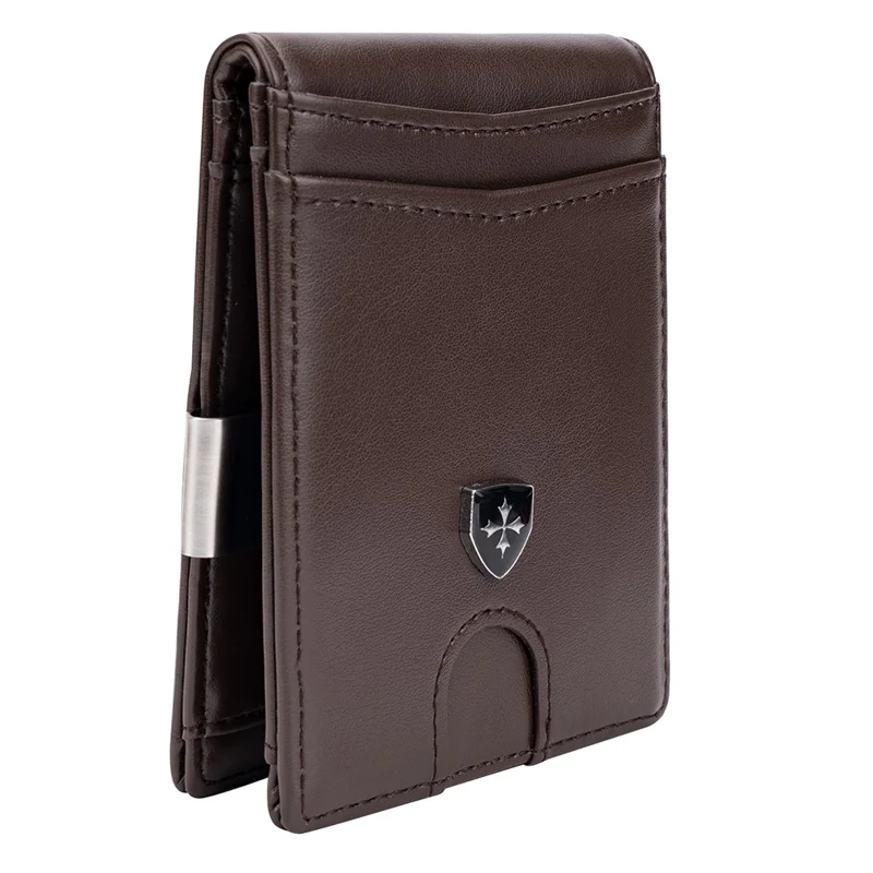 BAELLERRY K9313-K9314 Leather RFID Blocking Card Bag Card Storage Case Coin Purse - Coffee