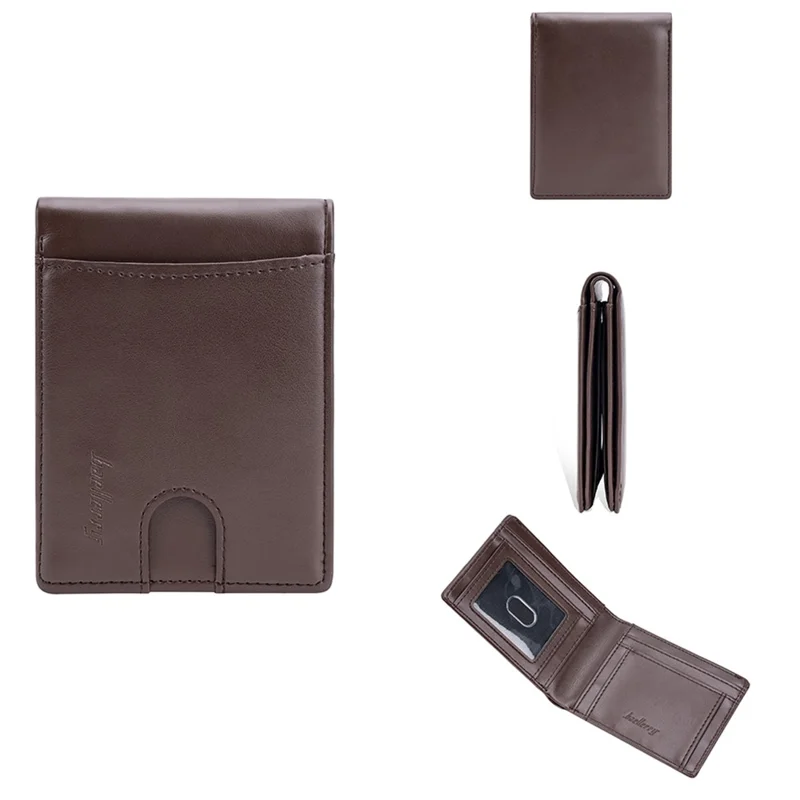 BAELLERRY K9311-K9312 RFID Blocking Bifold Leather Pocket Wallet RFID Blocking Card Bag Coin Purse - Coffee