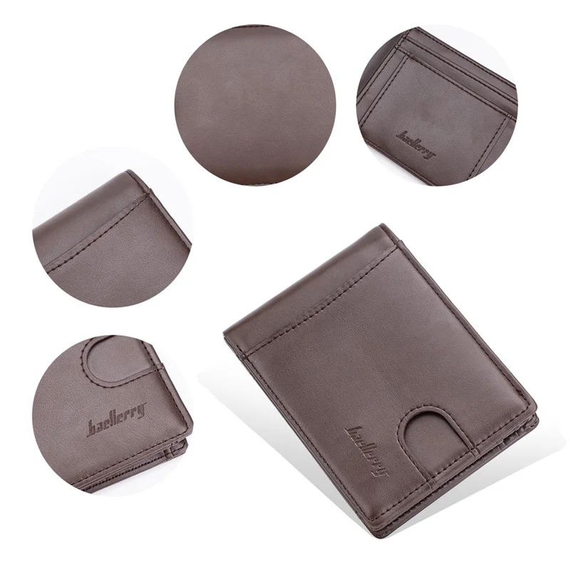 BAELLERRY K9311-K9312 RFID Blocking Bifold Leather Pocket Wallet RFID Blocking Card Bag Coin Purse - Coffee