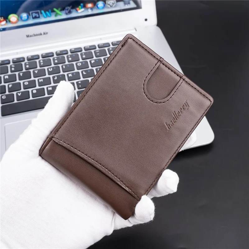 BAELLERRY K9311-K9312 RFID Blocking Bifold Leather Pocket Wallet RFID Blocking Card Bag Coin Purse - Coffee