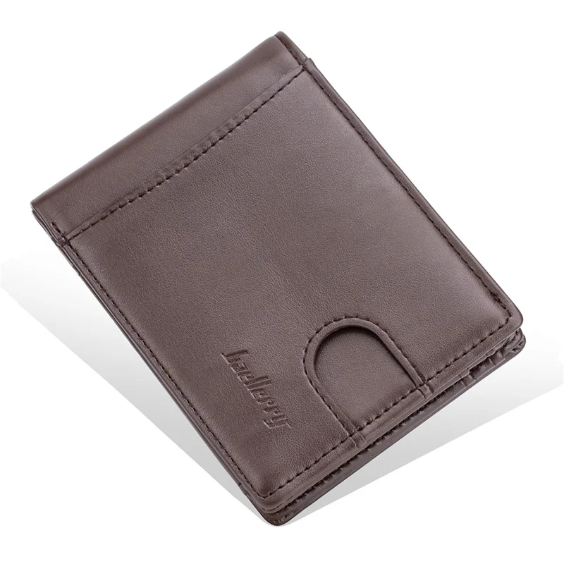 BAELLERRY K9311-K9312 RFID Blocking Bifold Leather Pocket Wallet RFID Blocking Card Bag Coin Purse - Coffee