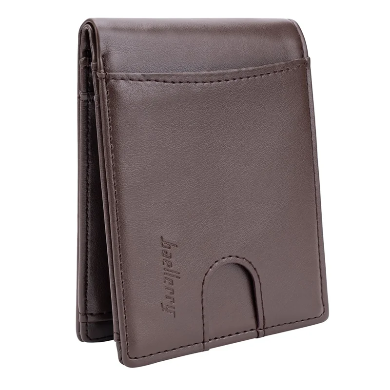 BAELLERRY K9311-K9312 RFID Blocking Bifold Leather Pocket Wallet RFID Blocking Card Bag Coin Purse - Coffee