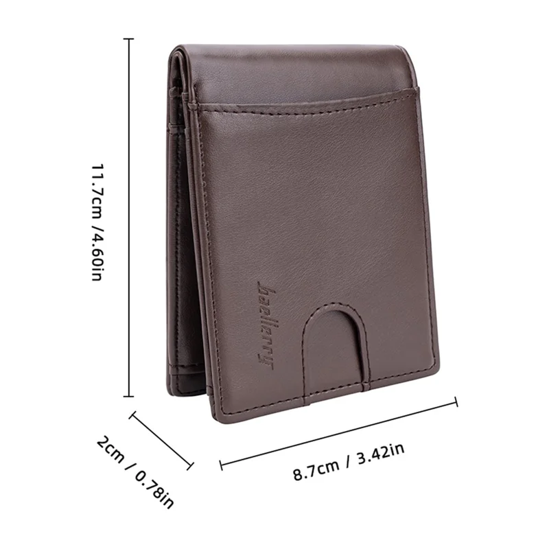 BAELLERRY K9311-K9312 RFID Blocking Bifold Leather Pocket Wallet RFID Blocking Card Bag Coin Purse - Coffee