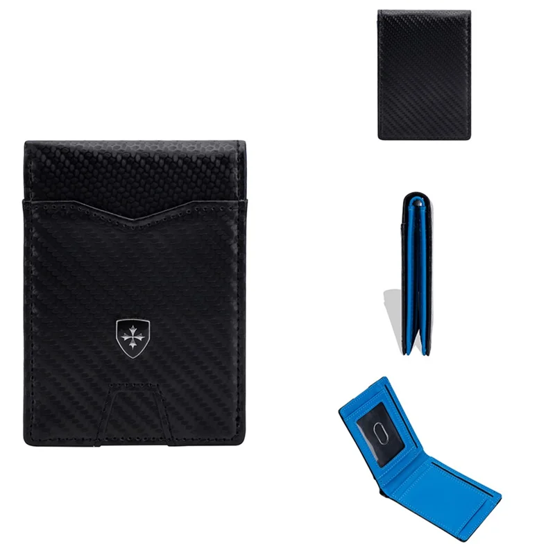 BAELLERRY K9315-K9316 Leather Wallet RFID Blocking Credit Card Holder Multi Card Case - Black+Blue