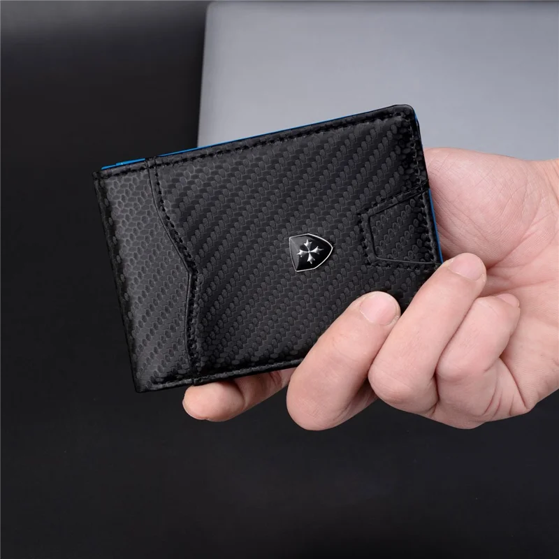 BAELLERRY K9315-K9316 Leather Wallet RFID Blocking Credit Card Holder Multi Card Case - Black+Blue