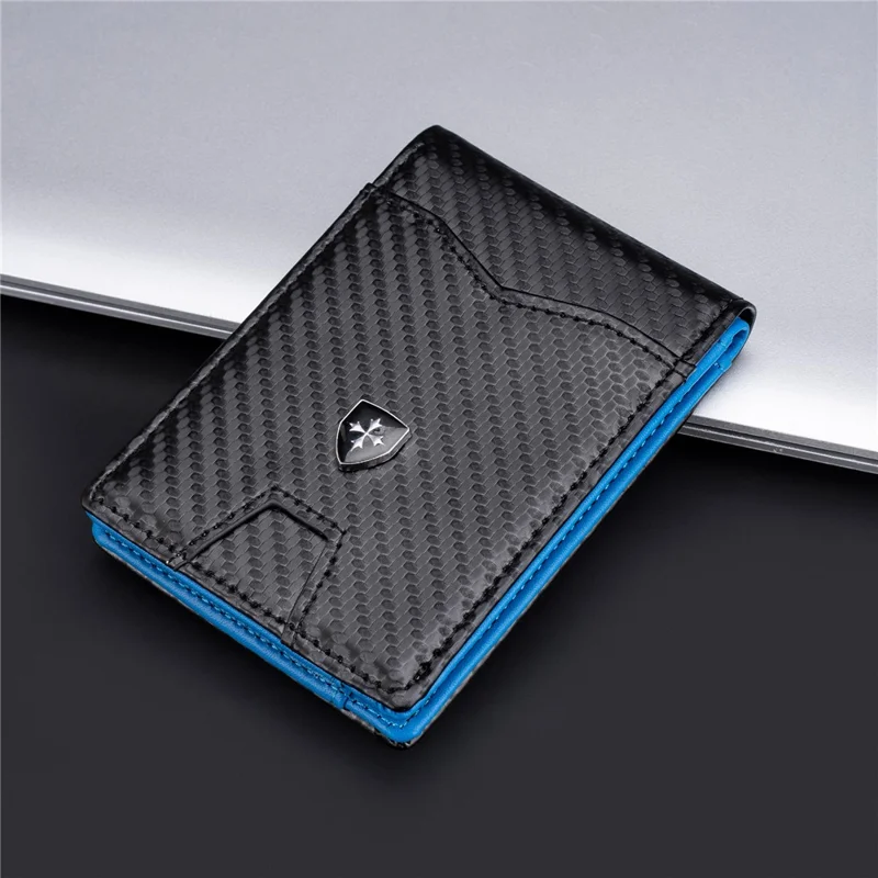 BAELLERRY K9315-K9316 Leather Wallet RFID Blocking Credit Card Holder Multi Card Case - Black+Blue