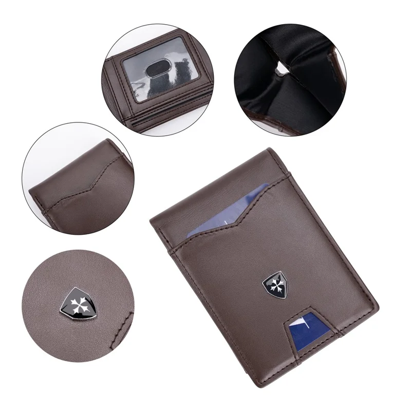 BAELLERRY K9315-K9316 Leather Wallet RFID Blocking Credit Card Holder Multi Card Case - Black