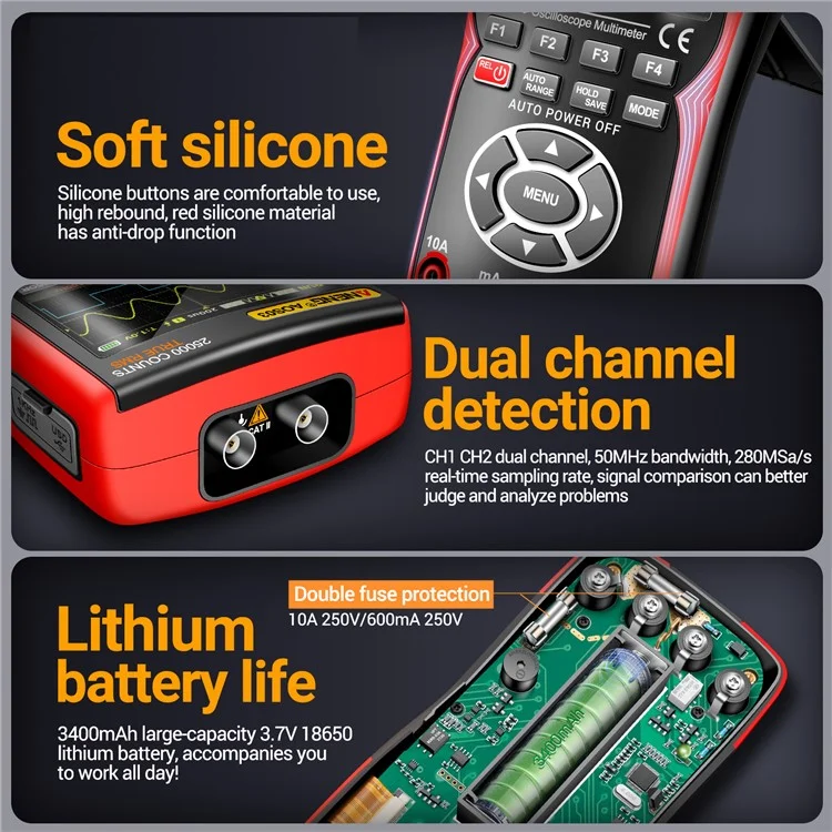 ANENG AOS03 Digital Oscilloscope Multimeter Signal Generator Waveform Output Handheld Multimeter